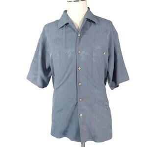 Berelli washable silk shirt men's large blue short sleeve camp Lounge Hawaiian